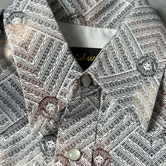 Liquid West Shirt Men Small Western Geometric Pearl Snaps Long Sleeve Button Up - Picture 7 of 12